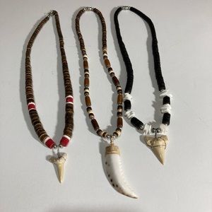 Shark tooth and shell necklace unisex